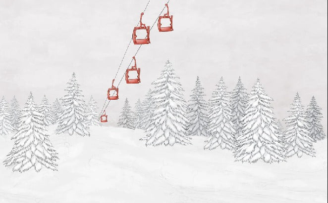 Carta da parati rossa per gondola di montagna