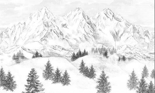 Papier peint montagne sommets de Chamonix, XXL, tendance
