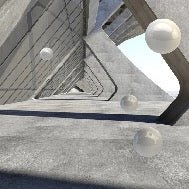 Papier peint 3D boules suspendues architectural