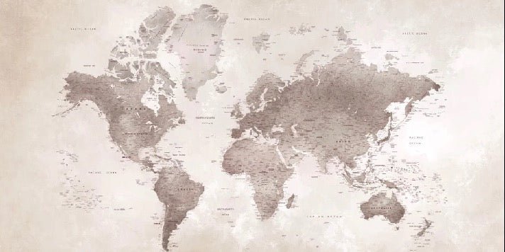 Papier peint carte du monde intemporel, XXL, tendance