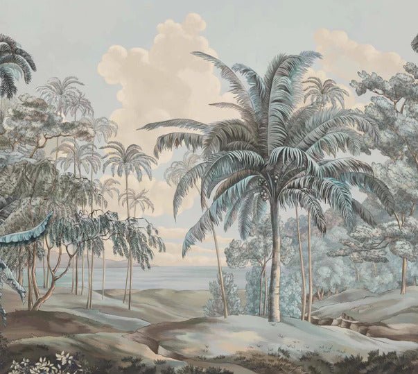 Papier peint paysage Célèbes bleuté, XXL, tendance