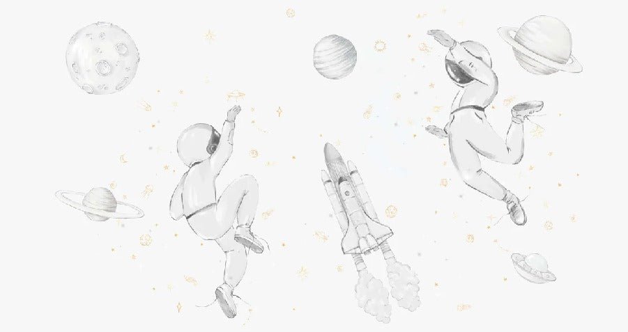 Papier peint astronautes dans l'espace gris, XXL, tendance