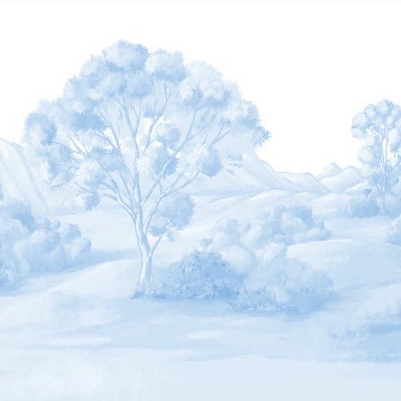 Tapete Poetische Landschaft blau