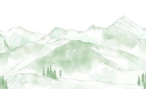 Papier peint montagne chaine des Aravis vert clair