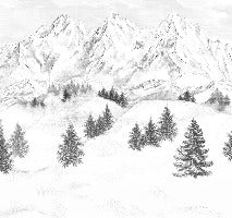 Papier peint montagne sommets de Chamonix, XXL, tendance