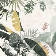 Papier peint salle de bain sur mesure végétal vert jaune