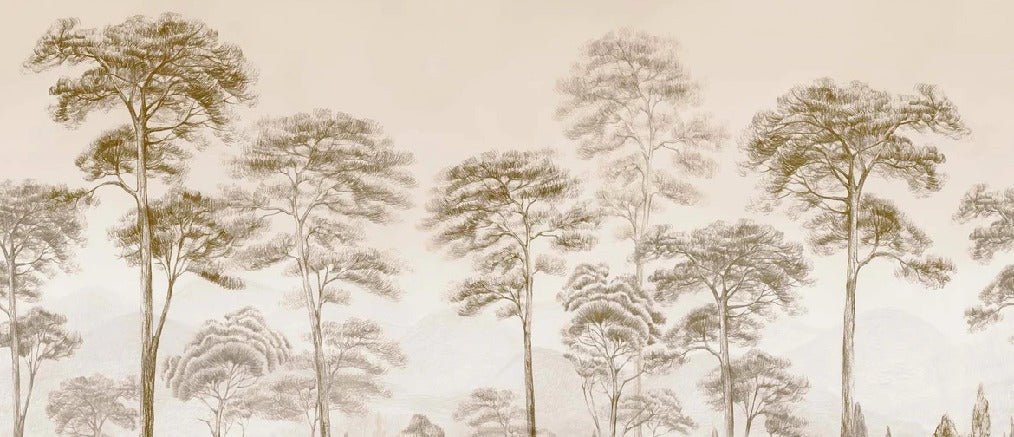 Carta da parati natura pineta seppia