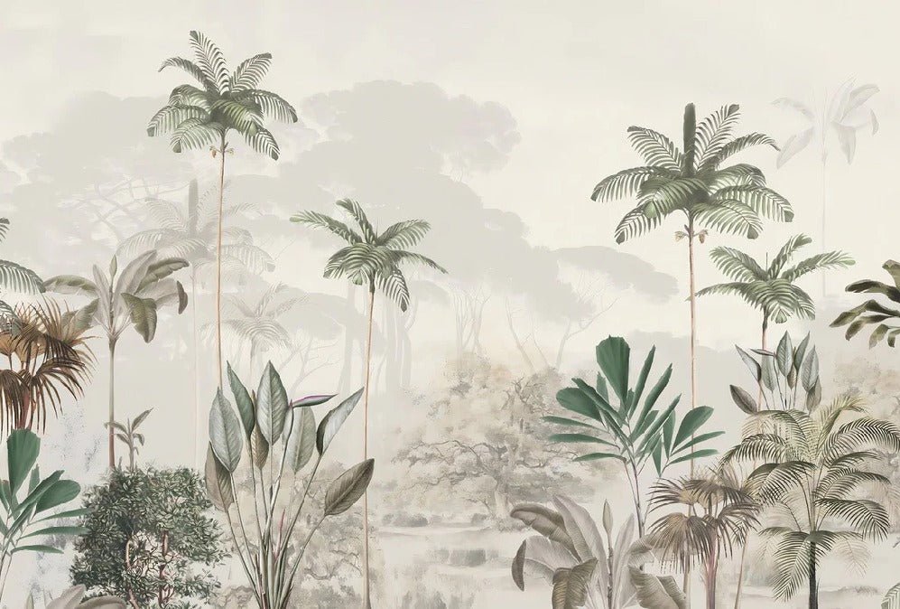 Panoramic jungle eden green wallpaper
