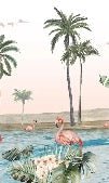 Papier peint oasis flamingo, XXL, tendance