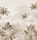 Panoramic jungle eden sepia wallpaper