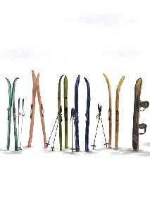 Papier peint panoramique skis colorés, XXL, tendance