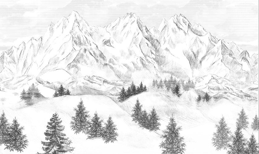 Papier peint montagne sommets de Chamonix, XXL, tendance