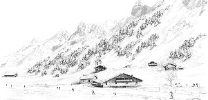 Papier peint Clusaz ski fond montagne Confins, XXL, tendance