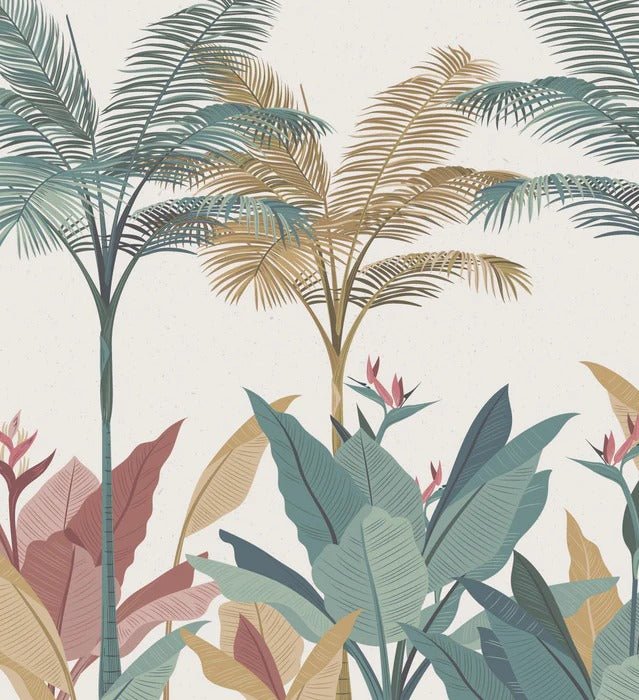Panoramic colorful jungle wallpaper