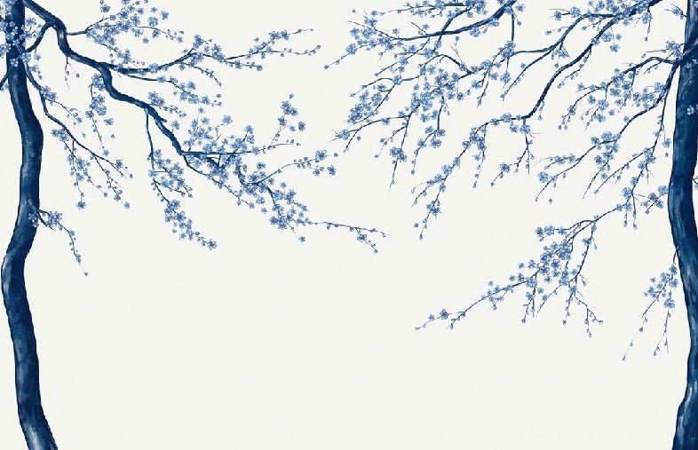 Panorama-Tapete Sakura-Blume weiß