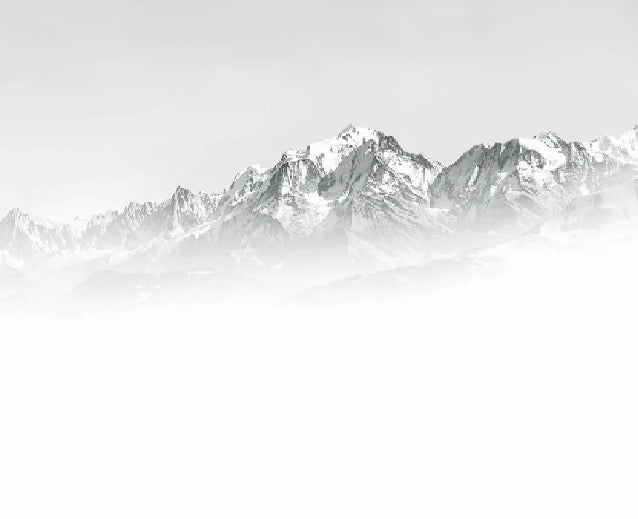 Papier peint Mont Blanc dans la brume noir et blanc, XXL, tendance