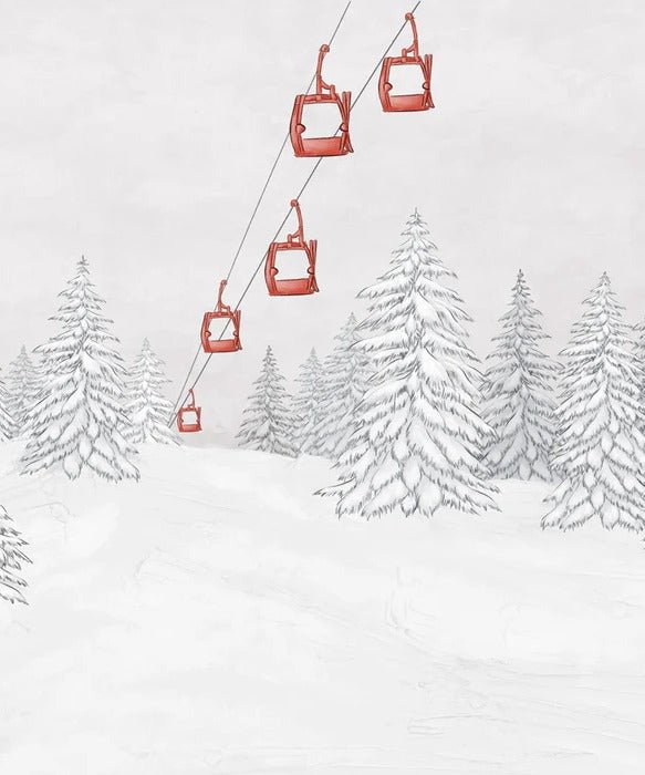 Carta da parati rossa per gondola di montagna