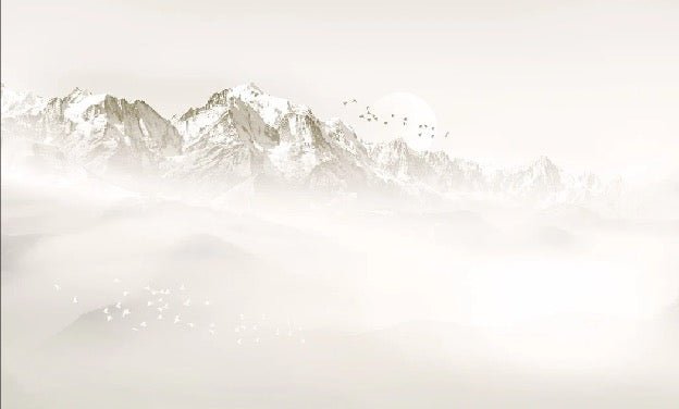 Papier peint Mont blanc lune et oiseau, XXL, tendance