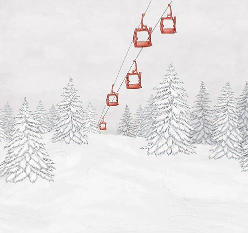 Carta da parati rossa per gondola di montagna