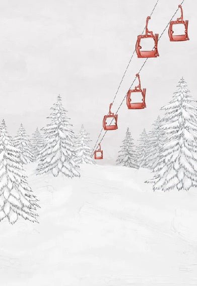 Carta da parati rossa per gondola di montagna