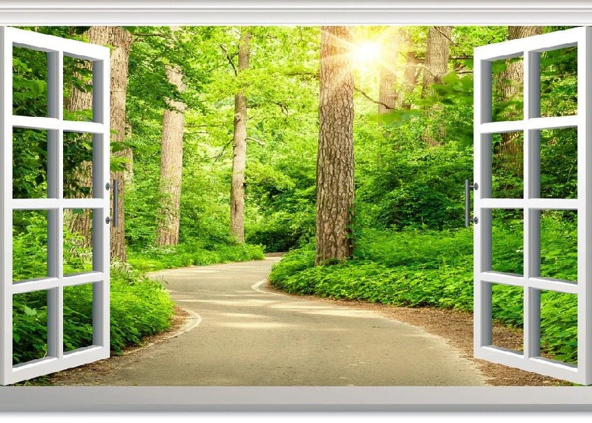 Papier peint trompe l’œil balade en forêt, XXL, tendance