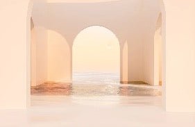 Panoramic sunset arch design wallpaper