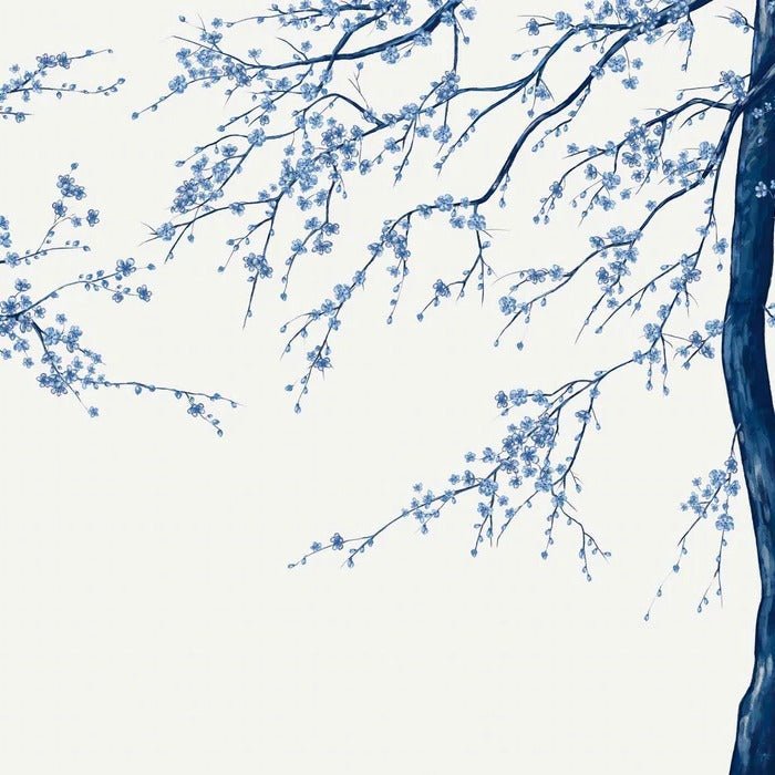 Panorama-Tapete Sakura-Blume weiß
