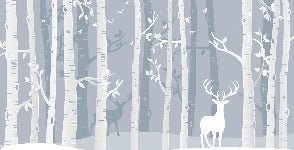 Papier peint enfant forêt scandinave bouleau et cerf, XXL, tendance