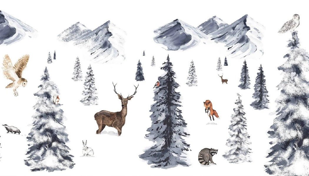 Papier peint enfant animaux dans la neige, XXL, tendance