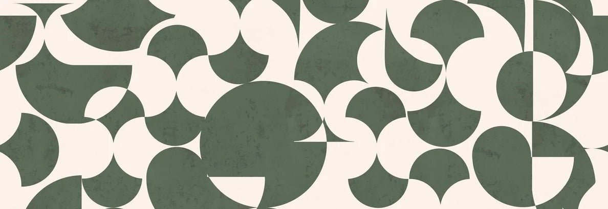 Papier peint rétro forme graphique vert, XXL, tendance