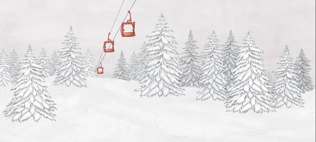 Carta da parati rossa per gondola di montagna
