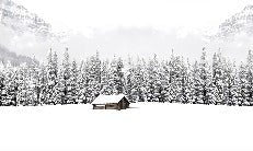 Papier peint panoramique chalet en montagne