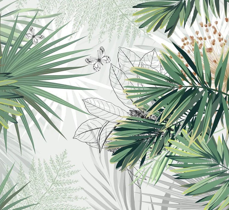 Papier peint panoramique nature green palm, XXL, tendance