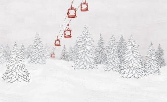 Carta da parati rossa per gondola di montagna