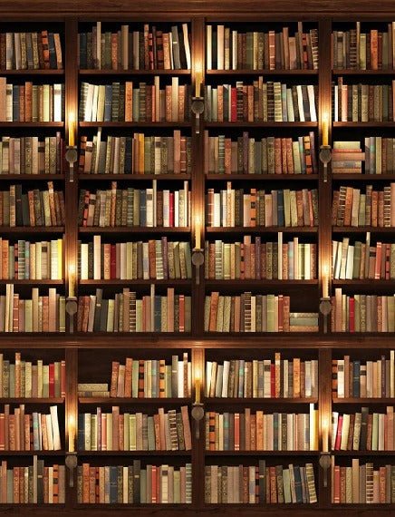 Papier peint trompe l'oeil Authentique Bibliothèque