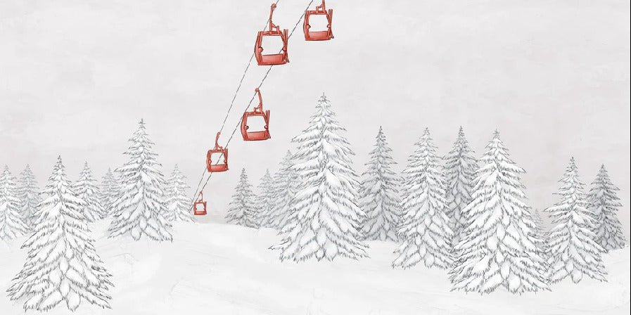 Carta da parati rossa per gondola di montagna