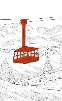 Sfondo rosso della funivia di La Plagne