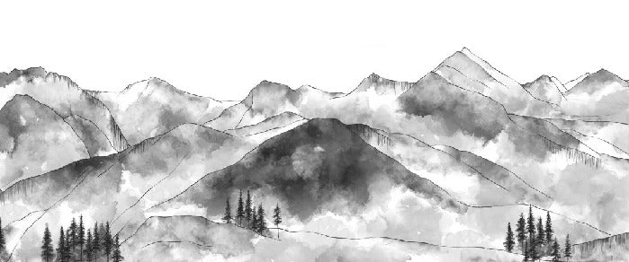 Papier peint montagne chaine des Aravis noir et blanc, XXL, tendance