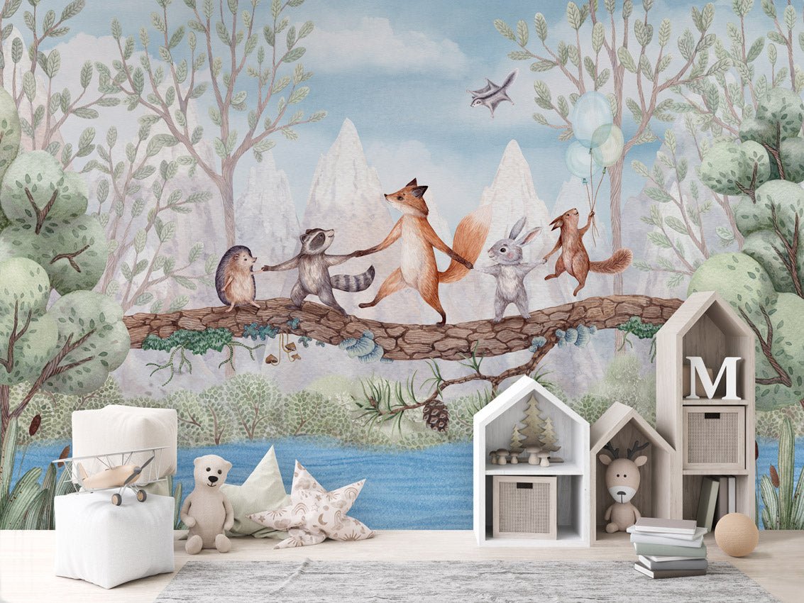 Papier peint enfant - Aventure animale - Muralconcept