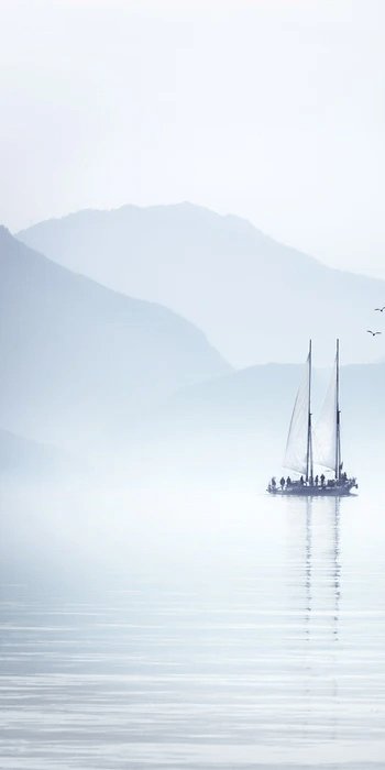 Papier peint Lac Annecy Navigation - H234 x L117 - Matière Softouch, XXL, tendance