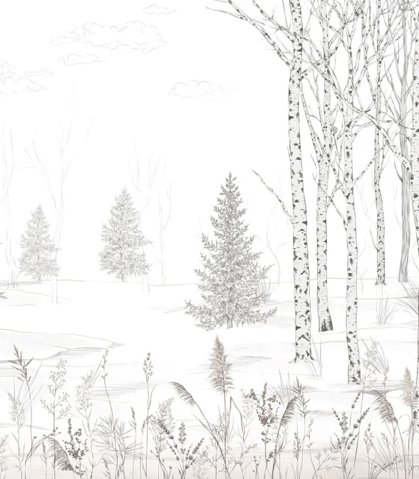 Papier Peint Panoramique Douceur des Bois - H250cm x L219cm - Matière Softouch