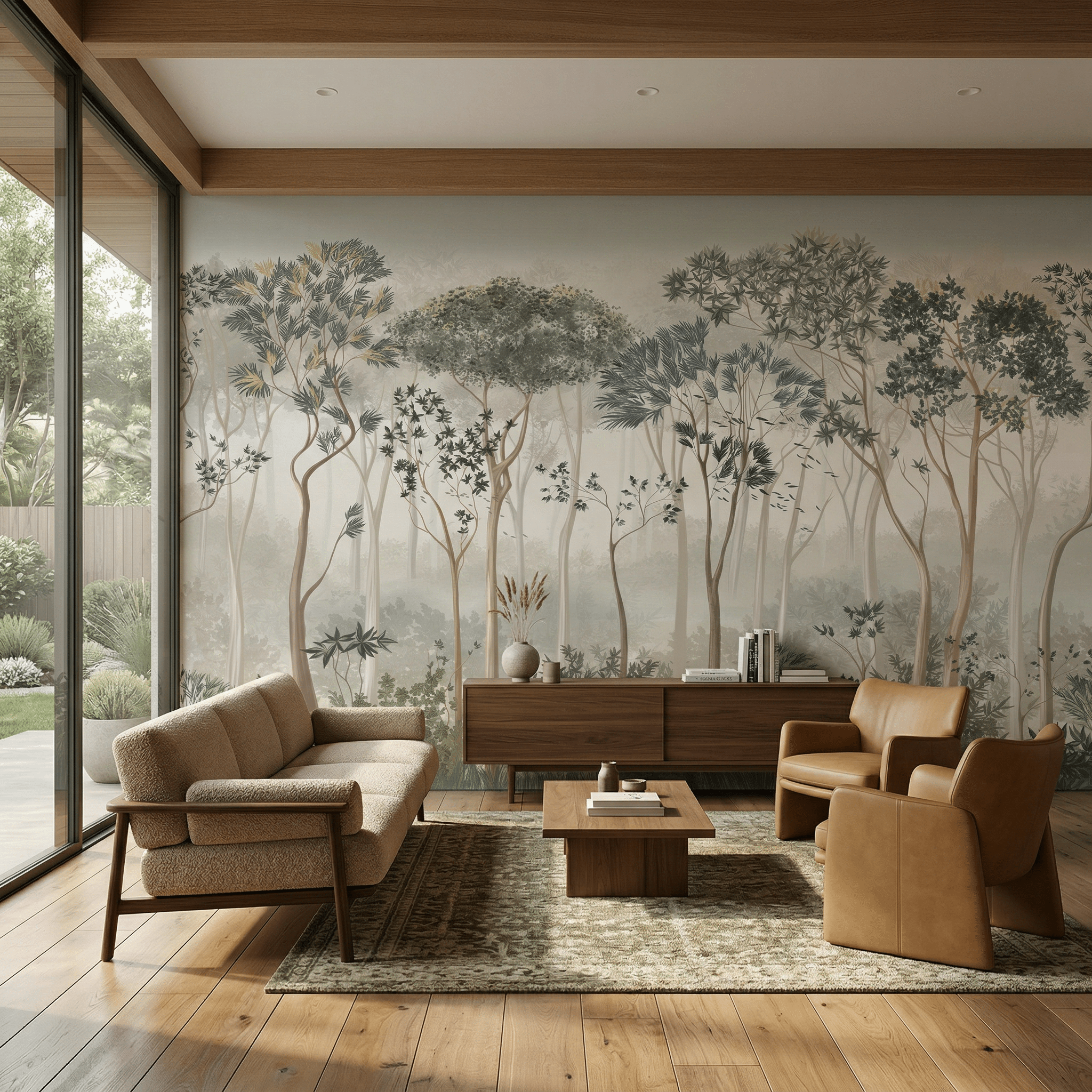 Papier peint panoramique silhouette forest – Pins Signature - Muralconcept