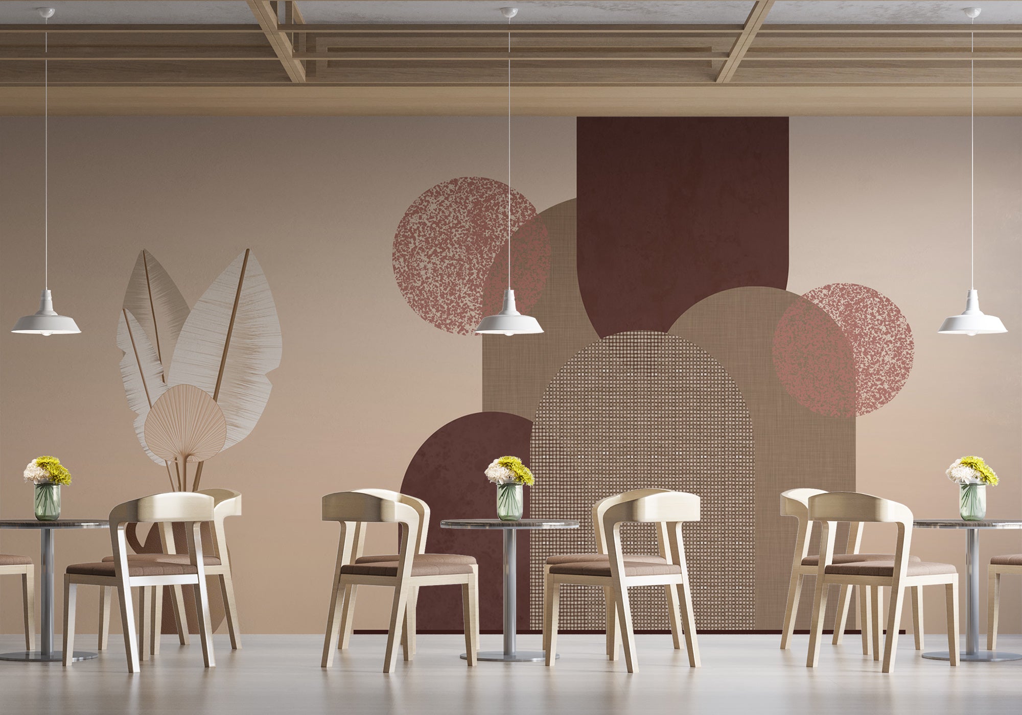 Papier peint bistrot art décoratif design, mural concept, tendance