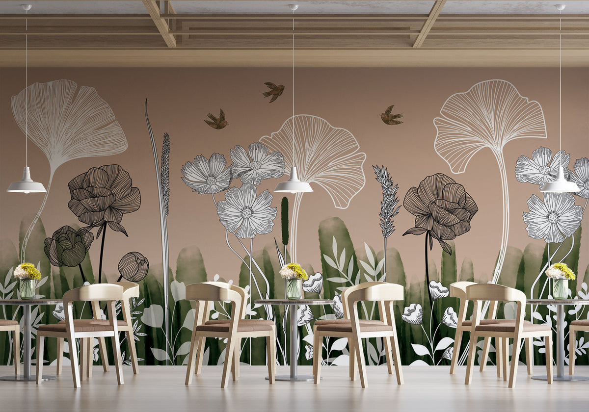 Floral addict restaurant wallpaper