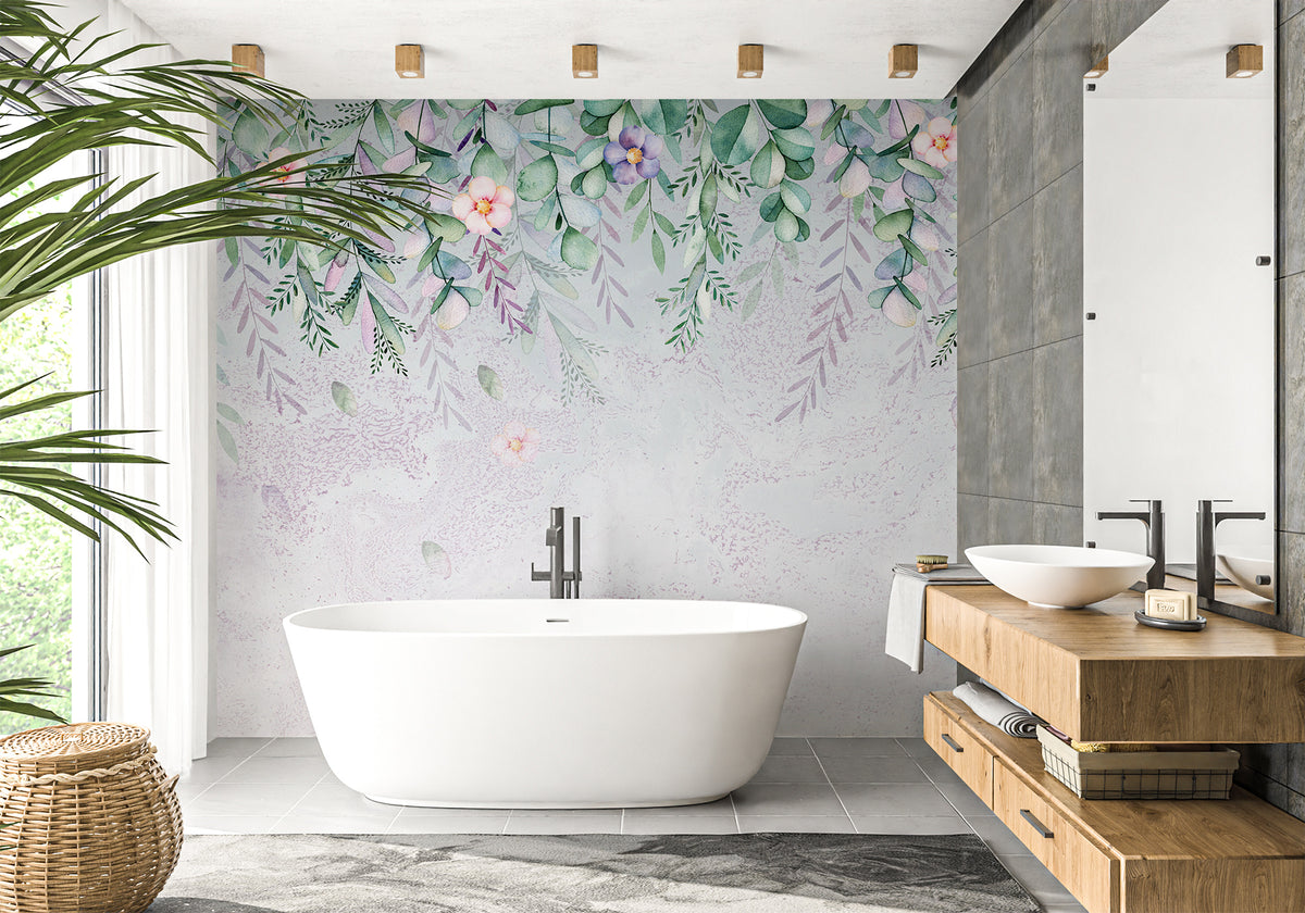 Romantic bathroom wallpaper