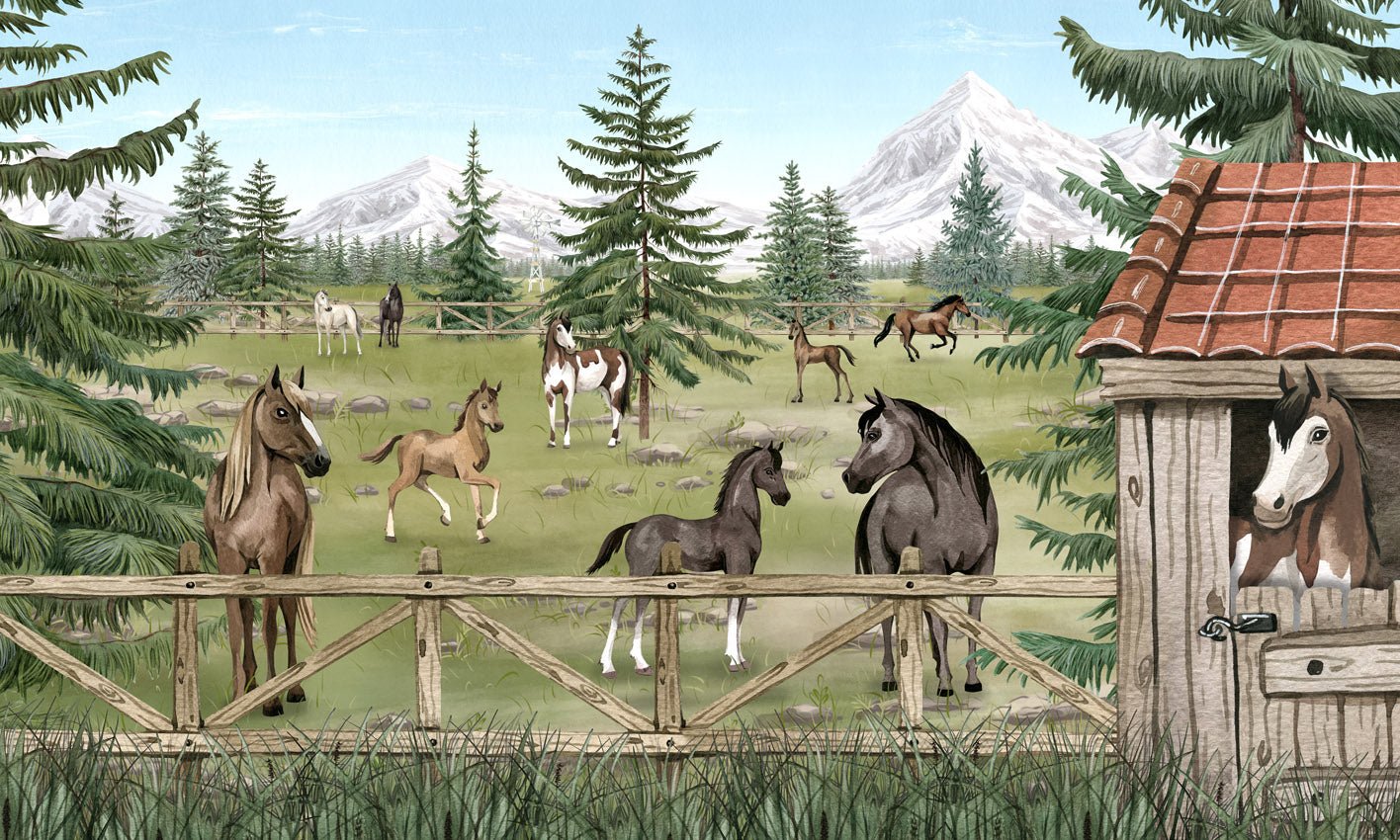 Papier peint évasion - Le havre des chevaux - Muralconcept