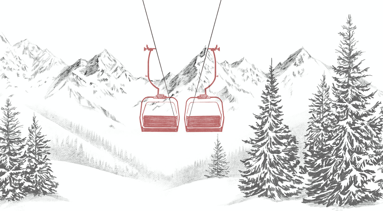 Papier peint immersion Alpine - Télésiège rouge - Muralconcept