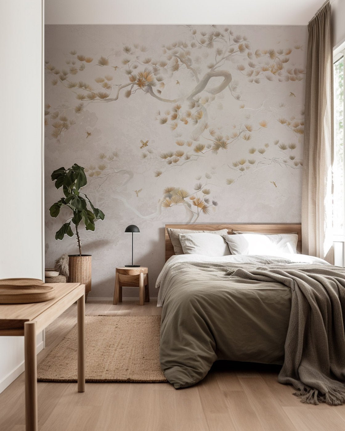 Papier peint japonisant - Brume de pins, XXL, tendance