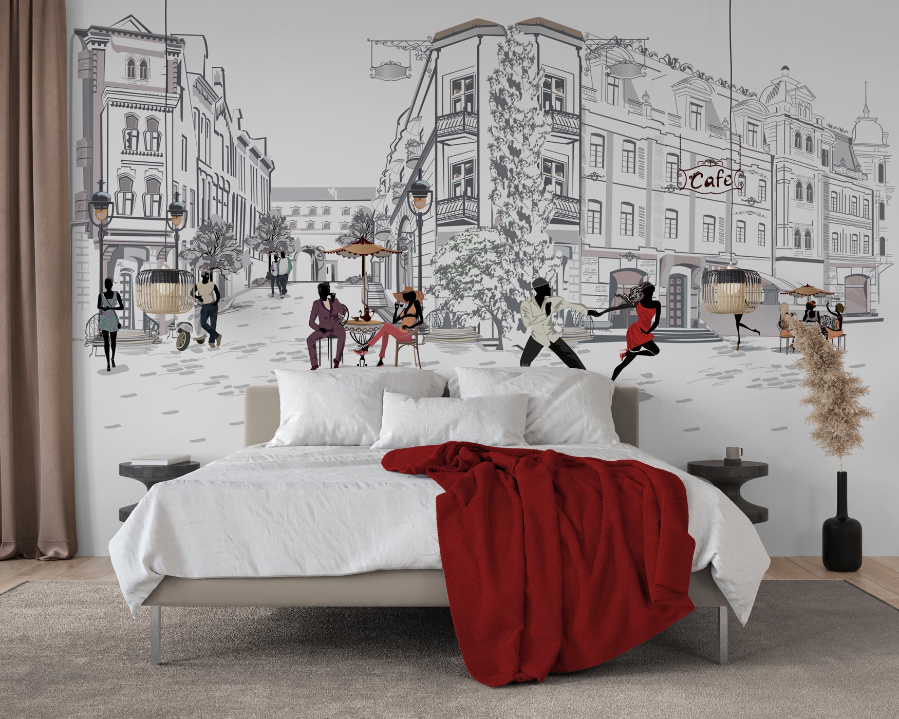 Papier peint panoramique balade parisienne, mural concept, tendance