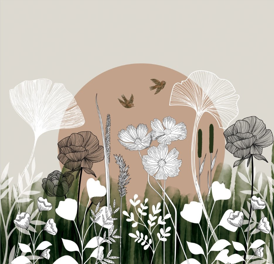 Papier peint panoramique floral